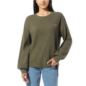 VANS WOMEN’S Size VN0A4SCAKCZ LORRAINE LONG SLEEVE THERMAL TOP LOGO Green Cotton